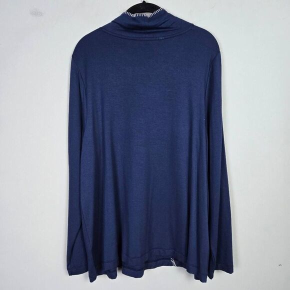 Pure Jill Womens Tranquility Fleece Sweater Size Large Blue Cowl Neck Cozy Layer - Picture 2 of 6